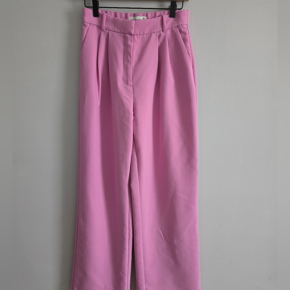 Abercrombie & Fitch Lavender Wide-Leg Suit Pants